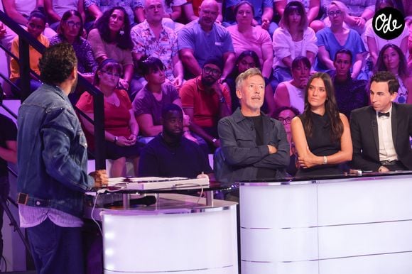 Jean-Luc Lemoine, Shana Loutstau, lors de l’enregistrement de "TBT9", à Paris le 31 août 2026.

© Jack Tribeca / Bestimage
