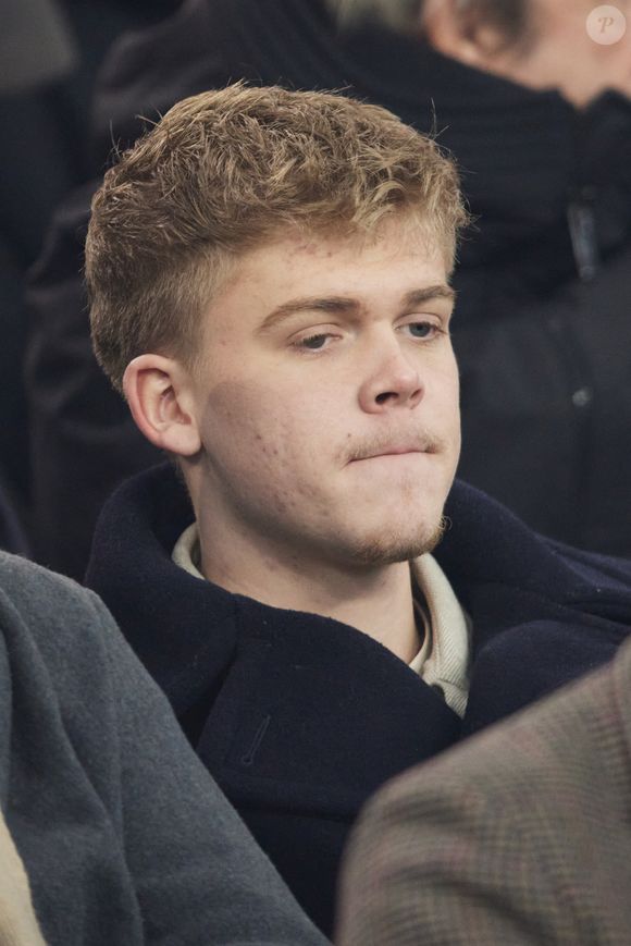 Charles Doré (Star Academy 2024) - Célébrités dans les tribunes du match de Ligue 1 McDonald's opposant le Paris Saint-Germain (PSG) à L'AS Monaco (4-1) au Parc des Princes à Paris le 7 février 2024. © Cyril Moreau/Bestimage