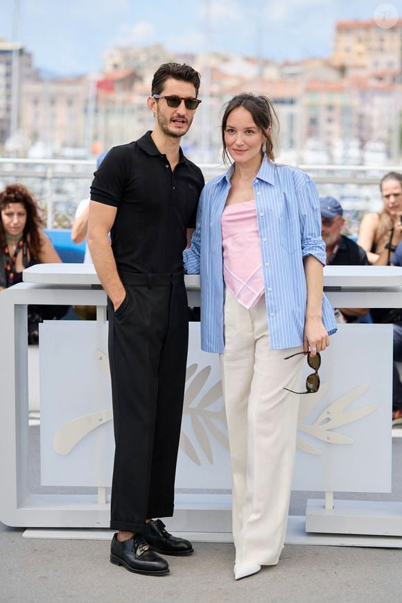 Pierre Niney, Anaïs Demoustier (enceinte) - Photocall du film "Le comte de Monte Cristo" (Hors Compétition) lors du 77ème Festival International du Film de Cannes (14 - 25 mai 2024), le 23 mai 2024. 
© Moreau / Jacovides / Bestimage