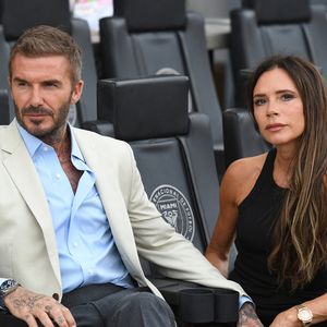 David Beckham et Victoria Beckham - Les célébrités assistent au match de l'Inter Miami face à Atlanta United (4-0) en Leagues Cup à Fort Lauderdale, le 25 juillet 2023. AGENCE / BESTIMAGE
