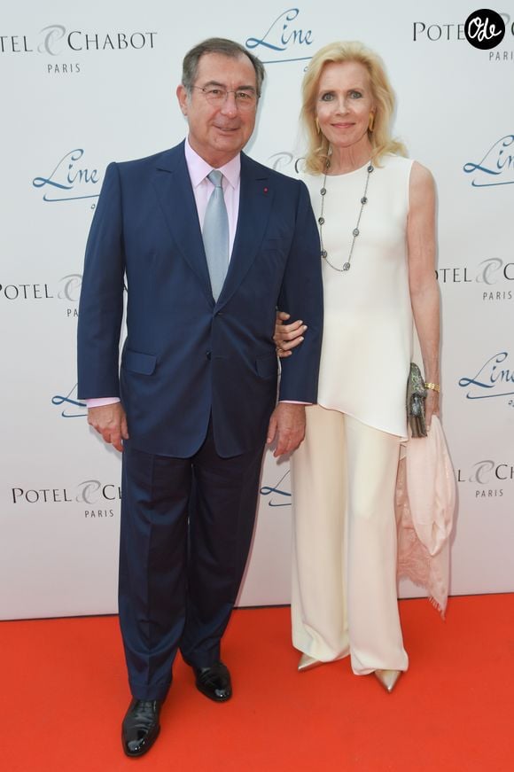 Martin Bouygues et sa femme Melissa - Soirée du 90ème anniversaire de Line Renaud sur le Bateau Potel et Chabot "Pavillon Seine" à Paris le 2 juillet 2018. © Coadic Guirec/Bestimage
