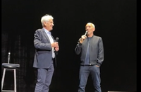 Gad Elmaleh célèbre les cinquante ans de carrière de Gilbert Coullier sur la scène du Zenith de Rouen à la fin de son spectacle "Lui même" Le 28 mars 2025. ©Jack Tribeca / Bestimage