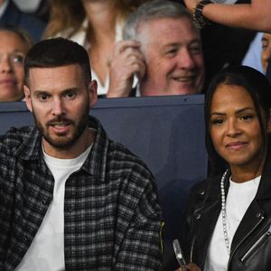 M Pokora et sa compagne Christina Milian au Parc des Princes lors du match de qualification pour la Coupe du monde opposant la France à l'Islande. Paris, France, le 9 septembre 2025. Photo de Florian Poitout/ABACAPRESS.COM