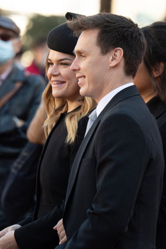Louis Ducruet et Camille Gottlieb quittent la cathédrale Saint-Nicolas lors des célébrations de la fête nationale à Monaco, le 19 novembre 2021 à Monaco, France. © David Niviere/ABACAPRESS.COM