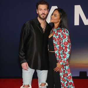 Matt Pokora et sa femme Christina Milian au photocall lors de la première du film "Ambulance" à Los Angeles le 4 avril 2022. Broadimage / Bestimage