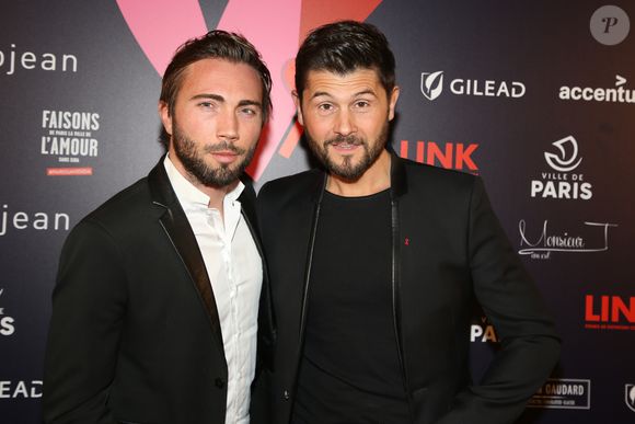 Christophe Beaugrand et son mari Ghislain Gerin lors du gala de charité le grand bal "ParAmour' à l'hôtel de ville de Paris, France, le 14 février 2019. L’ensemble des bénéfices récoltés lors de la soirée seront reversés à la lutte contre le sida (PARISSANSANSSIDA). © Denis Guignebourg/Bestimage