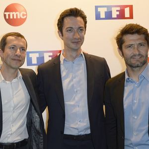 Grégoire Margotton, Frédéric Calenge et Bixente Lizarazu - Conférence de presse de TF1 pour le lancement de l'Euro 2016 à Paris le 17 mai 2016. © Coadic Guirec/Bestimage