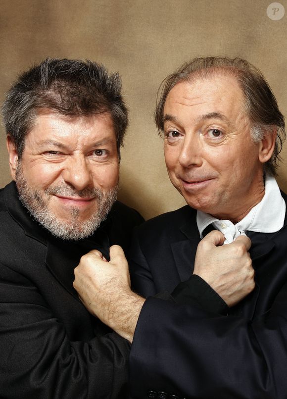 Philippe Chevallier et Régis Laspales posant lors d'une séance de portrait à Paris, France, septembre 2012. Photo by VIM/ABACAPRESS.COM