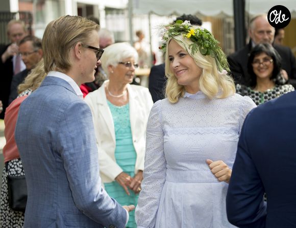 La princesse Mette Marit, Marius Borg Hoiby - La famille royale de Norvège lors de la garden-party organisée à Trondheim le 23 juin 2016 pour célébrer le 25e anniversaire du règne du roi Harald de Norvège. Royalportraits Europe/Bernard Rubsamen / Bestimage