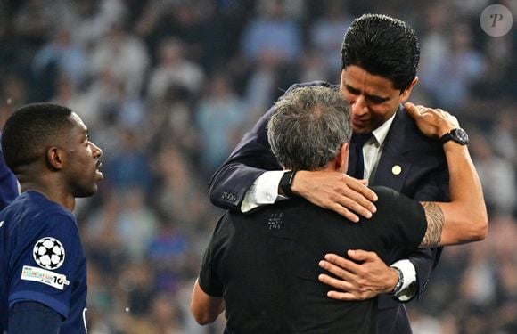 Ousmane Dembélé, Nasser Al-Khelaïfi et Luis Enrique - Finale de la Ligue Des Champions 2025 "PSG - Inter Milan" à l'Allianz Arena de Munich, le 31 mai 2025.
© Christian Liewig/Bestimage