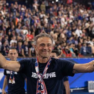 Luis Enrique  - Célébration de la victoire du Paris Saint-Germain en finale de la ligue des champions au Parc des Princes à Paris le 1er juin 2025.

© Jeremy Melloul / Bestimage
