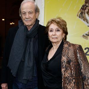 Exclusif - Patrick Chesnais et son épouse Josiane Stoléru - Arrivées à la 34ème cérémonie des Molières 2023 au théâtre de Paris à Paris, France, le 24 avril 2023. © Christophe Clovis / Bestimage