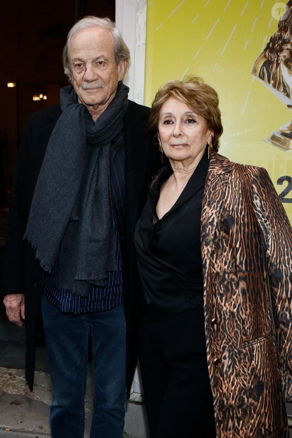 Exclusif - Patrick Chesnais et son épouse Josiane Stoléru - Arrivées à la 34ème cérémonie des Molières 2023 au théâtre de Paris à Paris, France, le 24 avril 2023. © Christophe Clovis / Bestimage