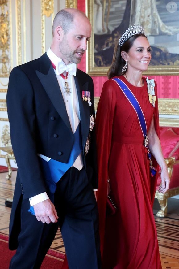Le prince William et Kate Middleton lors d'un dîner d'état au château de Windsor avec le roi Charles III d'Angleterre et la reine consort Camilla, le 8 juillet 2025.

Photo : Chris Jackson / WPA-Pool / Julien Burton via Bestimage