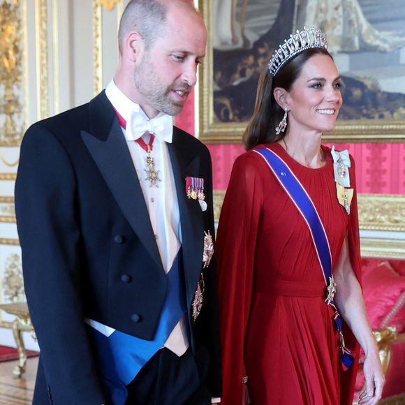 Le prince William et Kate Middleton lors d'un dîner d'état au château de Windsor avec le roi Charles III d'Angleterre et la reine consort Camilla, le 8 juillet 2025.

Photo : Chris Jackson / WPA-Pool / Julien Burton via Bestimage