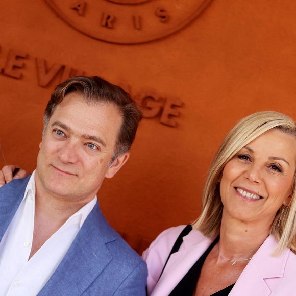 Laurence Ferrari et son mari Renaud Capuçon - Célébrités au village lors des Internationaux de France de tennis de Roland Garros 2024 à Paris le 9 juin 2024.