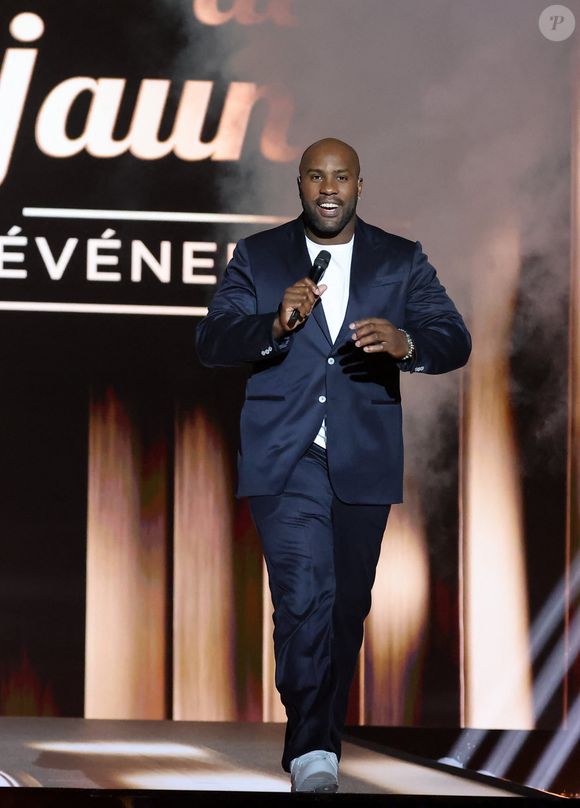 Exclusif - Teddy Riner sur la scène du "Gala des pièces jaunes, le concert événement" à La Défense Arena à Nanterre le 23 janvier 2025.
© Jacovides / Moreau / Bestimage