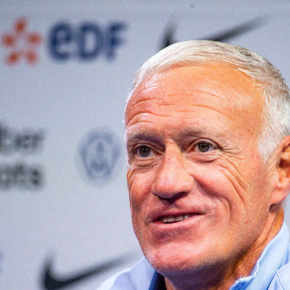 Le sélectionneur de l'équipe de France Didier Deschamps en conférence de presse avant les deux matches de Ligue des nations contre l’Italie et la Belgique au centre National du Football de Clairefontaine-en-Yvelines, France, le 2 septembre 2024. © Baptiste Autissier/Panoramic/Bestimage