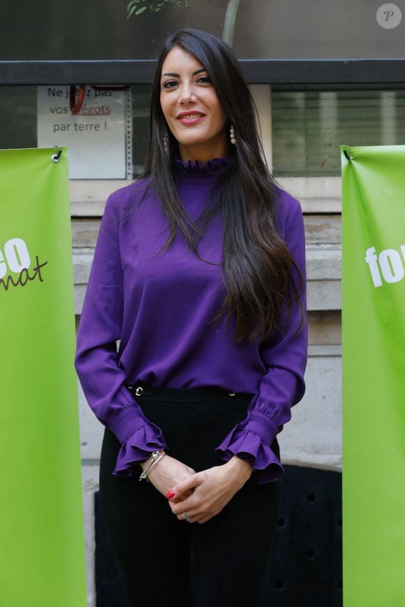 Virgilia Hess (BFMTV Paris) - Les présentateurs météo français donnent le "feu vert" officiel de la 19ème édition du Forum International de la Météo et Climat (FIM) à l'académie du climat (anciennement Mairie du IVe arrondissement) à Paris, France, le 6 mai 2022. © Christophe Clovis / Bestimage