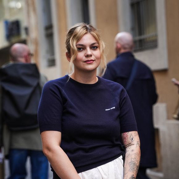 Louane - Les célébrités arrivent au 2ème Club littéraire Miu Miu pendant la Milan Design Week, le 10 avril 2025 à Milan. © Lucia Sabatelli / Bestimage