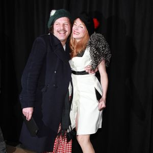 Julie Depardieu et Philippe Katerine arrivant au défilé de la collection printemps-été 2012 d'Etam qui s'est tenu aux Beaux-Arts de Paris, France, le 23 janvier 2012. Photo par Denis Guignebourg/ABACAPRESS.COM ?