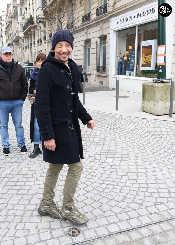 Steevy Boulay à la sortie des studios de RTL à Neuilly-sur-Seine, France, le 12 février 2025. © Bestimage