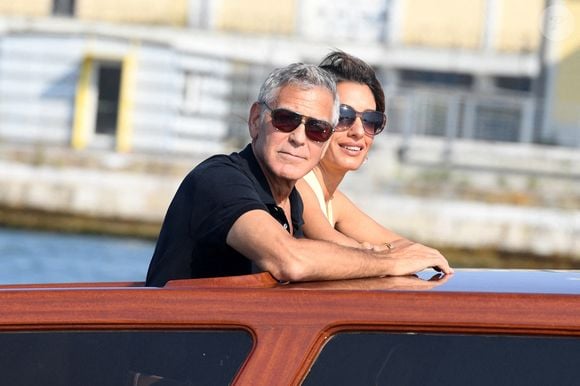 George Clooney et Amal Clooney arrivent avant le 82e Festival international du film de Venise, le 26 août 2025, à Venise, en Italie. Photo par GPress/Splash News/ABACAPRESS.COM