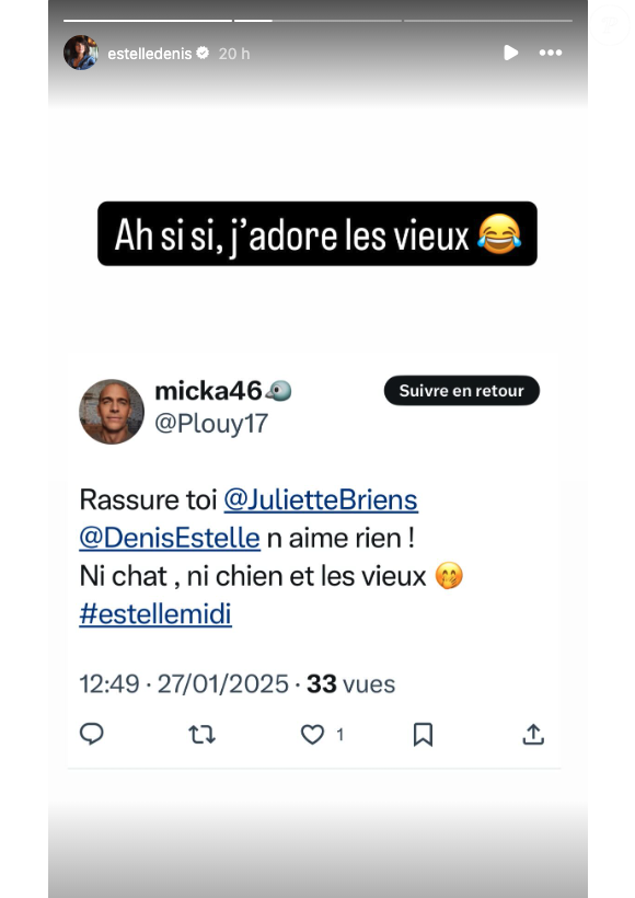 “Estelle Denis n’aime rien ! Ni chat, ni chien et les vieux”, lance ce dernier