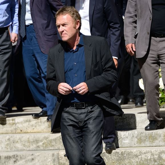 Christophe Hondelatte assistant aux funérailles de Jacques Verges à L'Eglise Saint-Thomas d'Aquin à Paris, France le 20 août 2013. Photo par Nicolas Briquet/ABACAPRESS.COM