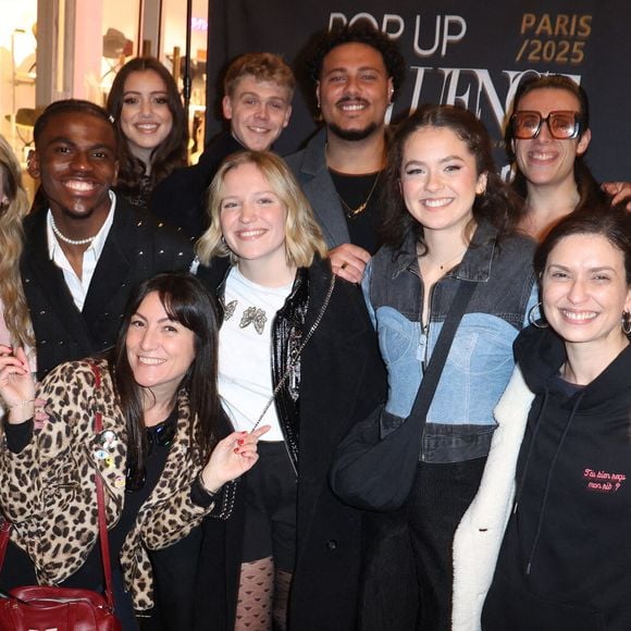 Leslie Benaroch, Charles, Emma, Noah, Julie, Lucie Bernardoni, Paul, Maia, Franck et Maureen (Star Academy 12) participent à la Pop Up Influence Party organisée par Aurélien Cassirame, à Paris, le 02 février 2025 à Paris, France. Photo by Jerome Domine/ABACAPRESS.COM