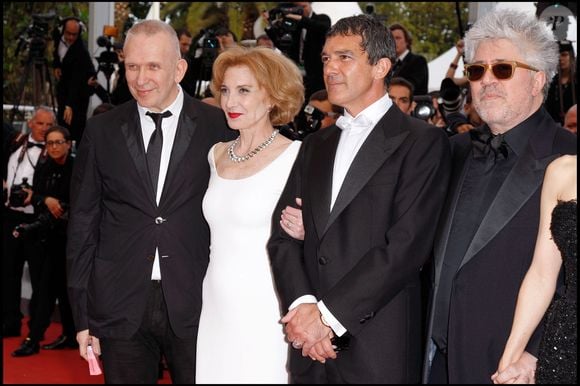 Jean Paul Gaultier, Pedro Almodovar, Antonio Banderes et Marisa Paredes au Festival de Cannes (archive)