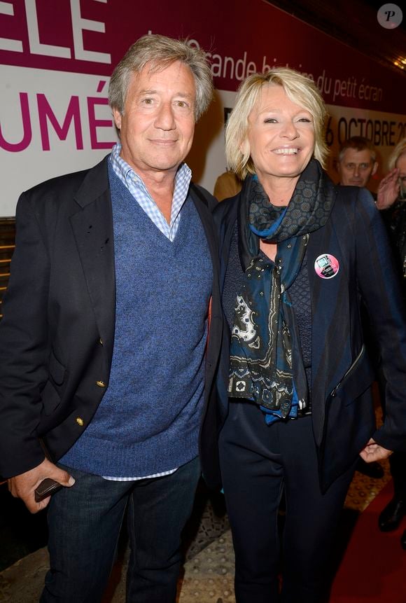Patrick Sabatier et Sophie Davant à l'inauguration "Le Train de la Télé" à Paris Gare de Lyon le 6 octobre 2014. © Coadic Guirec / Bestimage
