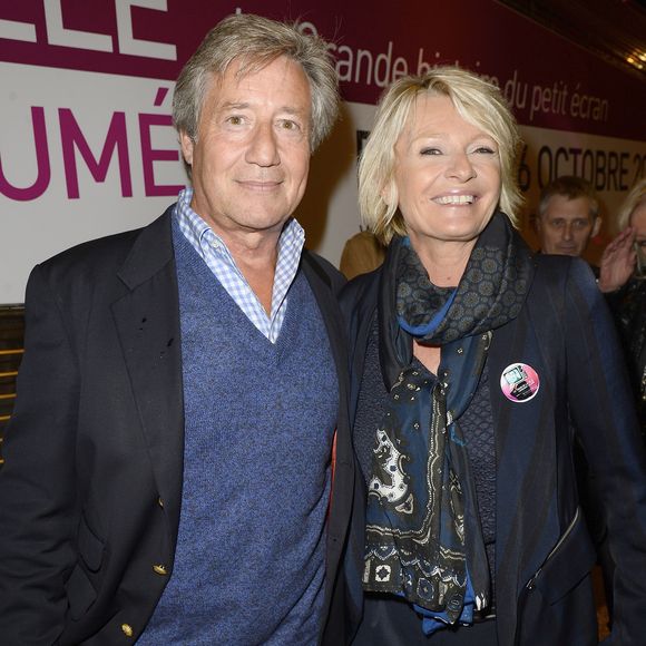 Patrick Sabatier et Sophie Davant à l'inauguration "Le Train de la Télé" à Paris Gare de Lyon le 6 octobre 2014. © Coadic Guirec / Bestimage