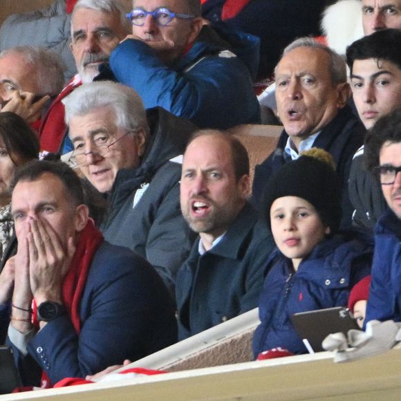 Le prince William, prince de Galles en tribune assiste à 7ème journée de Ligue des Champions 2024/2025 opposant l'AS Monaco à Aston Villa au stade Louis II de Monaco, le 21 janvier 2025. © Bruno Bebert/Bestimage