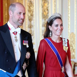 Le prince et la princesse de Galles au banquet d'État du président français Emmanuel Macron et de son épouse Brigitte Macron, au château de Windsor, dans le Berkshire, au premier jour de la visite d'État du président français au Royaume-Uni. Mardi 8 juillet 2025. Photo by Chris Jackson/PA Wire/ABACAPRESS.COM