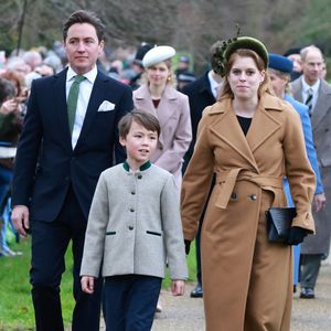 Christopher Woolf, Princesse Beatrice et Edoardo Mapelli Mozz - La famille royale britannique se rend à la messe de Noël à Sandringham le 25 décembre 2024.
