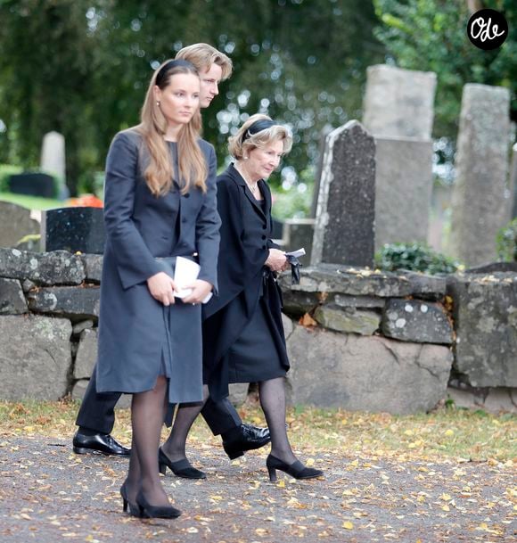 La princesse héritière Ingrid Alexandra, la reine Sonja et le prince Sverre Magnus assistent à la cérémonie funéraire du roi Harald à l'église d'Asker, à Asker, en Norvège, le 30 août 2026. Photo de Marius Gulliksrud/STELLA Pictures/ABACAPRESS.COM