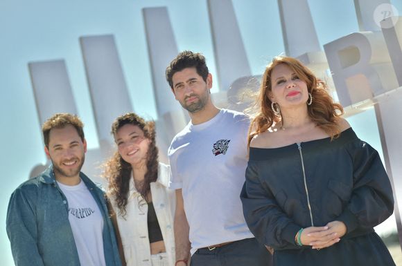 Youcef Agal, Louvia Bachelier, Mayel Elhajaoui et Ariane Séguillon assistent au Photocall de "Demain Nous Appartient" lors de la deuxième journée du 6ème Festival International de Cannes à Cannes, France, le 15 avril 2023. Photo by Franck Castel/ABACAPRESS.COM