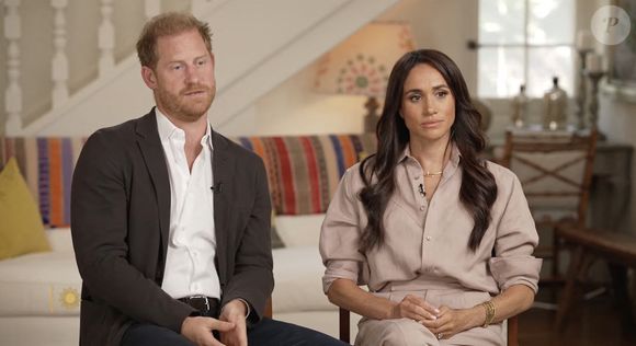 Le prince Harry et Meghan Markle lors d'une interview pour l'émission CBS News Sunday Morning, diffusée le 4 août 2024. Photo : JLPPA / Bestimage