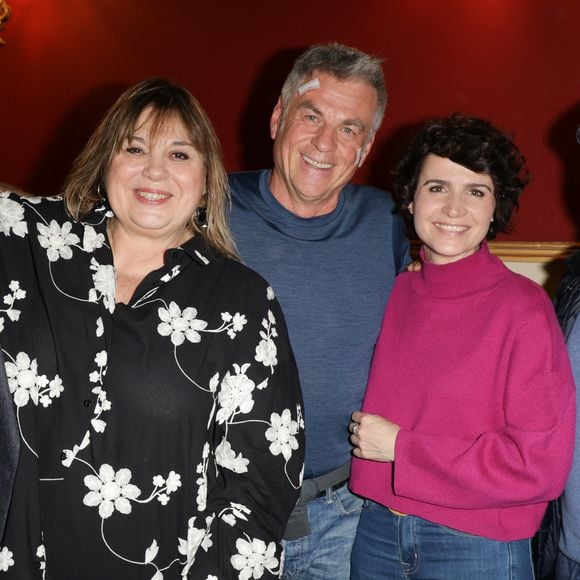 Exclusif -  Michèle Bernier, Bruno Gaccio et sa compagne Anne-Laure Gruet - 50ème de la pièce "Lyly" avec M. Bernier et F. Perrin au théâtre de Paris le 27 mars 2025. © Coadic Guirec/Bestimage