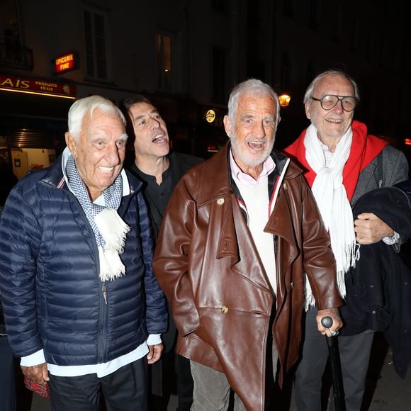 Charles Gérard, Louis-Michel Colla, Jean-Paul Belmondo et Christian Brincourt - Arrivée des people au 60ème anniversaire de Louis-Michel Colla au théatre de la Gaîté-Montparnasse à Paris le 8 novembre 2016.