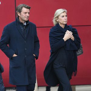 Francois Baroin et Michele Laroque arrivant à la cérémonie funéraire de l'ancien président français Jacques Chirac tenue à l'église Saint-Sulpice à Paris, France, le 30 septembre 2019.  Photo par Clement Prioli/ABACAPRESS.COM