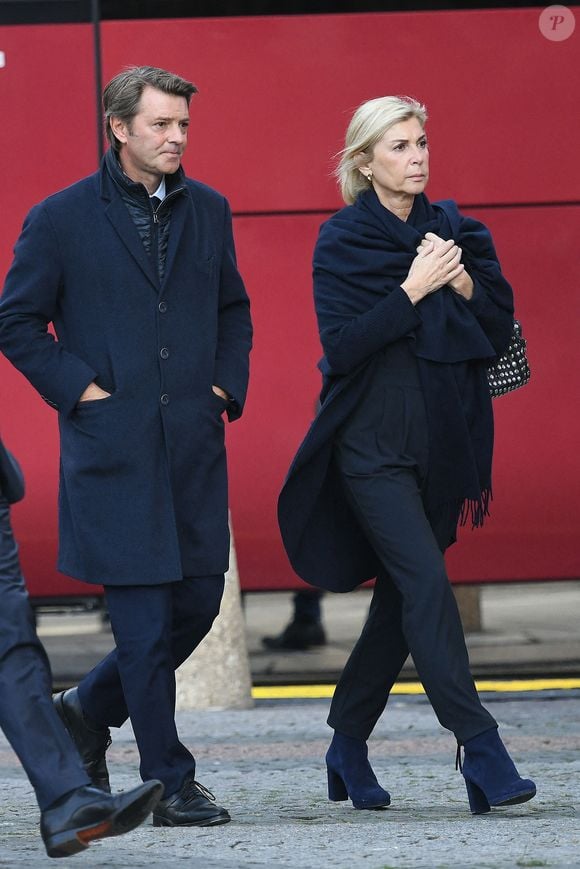 Francois Baroin et Michele Laroque arrivant à la cérémonie funéraire de l'ancien président français Jacques Chirac tenue à l'église Saint-Sulpice à Paris, France, le 30 septembre 2019.  Photo par Clement Prioli/ABACAPRESS.COM