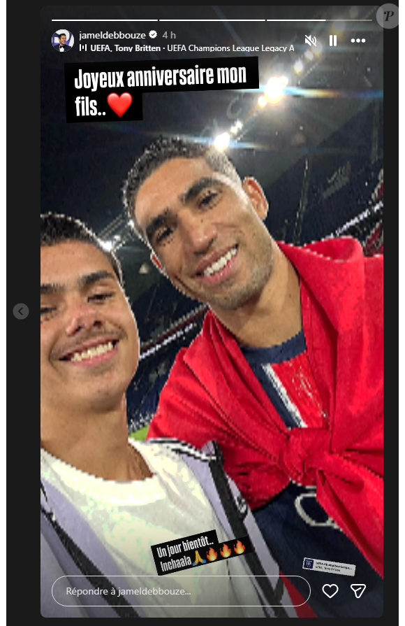 Jamel Debbouze a publié une photo de son fils Léon avec Achraf Hakimi, dans sa story Instagram, pour fêter ses 17 ans.