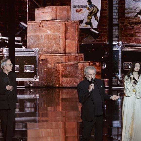 Alain Chamfort, Eddy Mitchell et Alain Souchon - Cérémonie de la 40ème édition des Victoires de la Musique à la Seine Musicale à Boulogne-Billancourt, France, le 14 février 2025. © Coadic Guirec/Bestimage