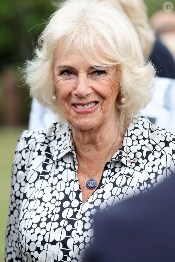 La reine Camilla a visité le Haras national de Newmarket, dans le Suffolk, le mardi 22 juillet 2025.Photo par Chris Radburn/PA Wire/ABACAPRESS.COM