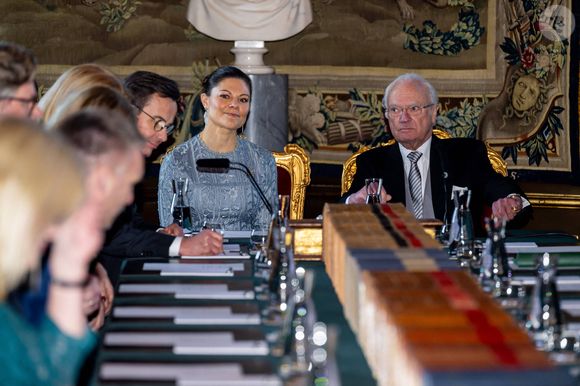 Annonce du nom du quatrième enfant de la princesse Sofia et du prince Carl Philip, Ines Silvia Marie Lilian, lors d'une réunion extraordinaire du Conseil d'État au Palais royal de Stockholm, Suède le 10 février 2025.
