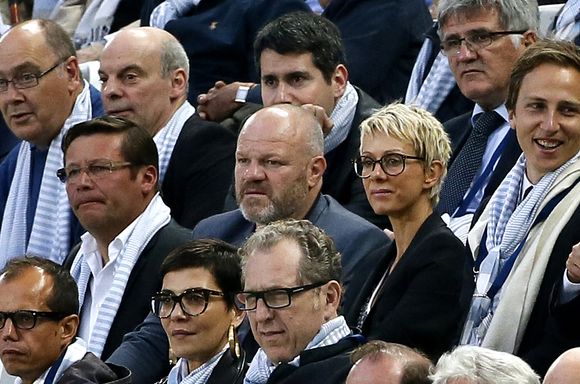 Philippe Etchebest et son épouse Dominique lors du match de football de la Première Ligue française, Girondins de Bordeaux (FCGB) Vs Montpellier HSC au Nouveau Stade à Bordeaux, sud-ouest de la France le 23 mai 2015. Bordeaux s'est imposé 2-1. Photo by Patrick Bernard/ABACAPRESS.COM