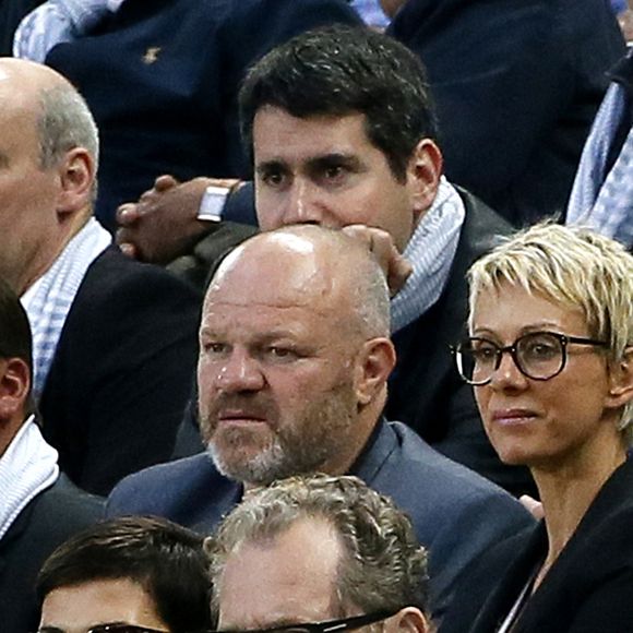 Philippe Etchebest et son épouse Dominique lors du match de football de la Première Ligue française, Girondins de Bordeaux (FCGB) Vs Montpellier HSC au Nouveau Stade à Bordeaux, sud-ouest de la France le 23 mai 2015. Bordeaux s'est imposé 2-1. Photo by Patrick Bernard/ABACAPRESS.COM