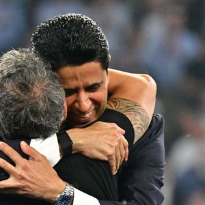 Nasser Al-Khelaïfi et Luis Enrique - Finale de la Ligue Des Champions 2025 "PSG - Inter Milan" à l'Allianz Arena de Munich, le 31 mai 2025.
© Christian Liewig/Bestimage